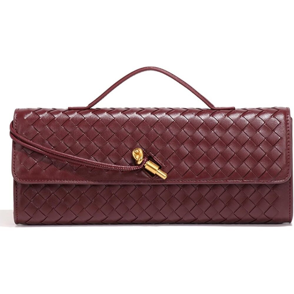 Eipron Trendy Casual Clutch Purses Women Red Leather Top-Handle Evening Bag